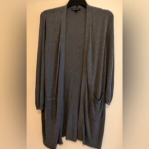 INC International Concepts Charcoal Gray Knit Duster Open Front Cardigan Large